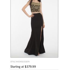 TRIACETATE TWO-PIECE SQUARE NECK SLIT PROM DRESS